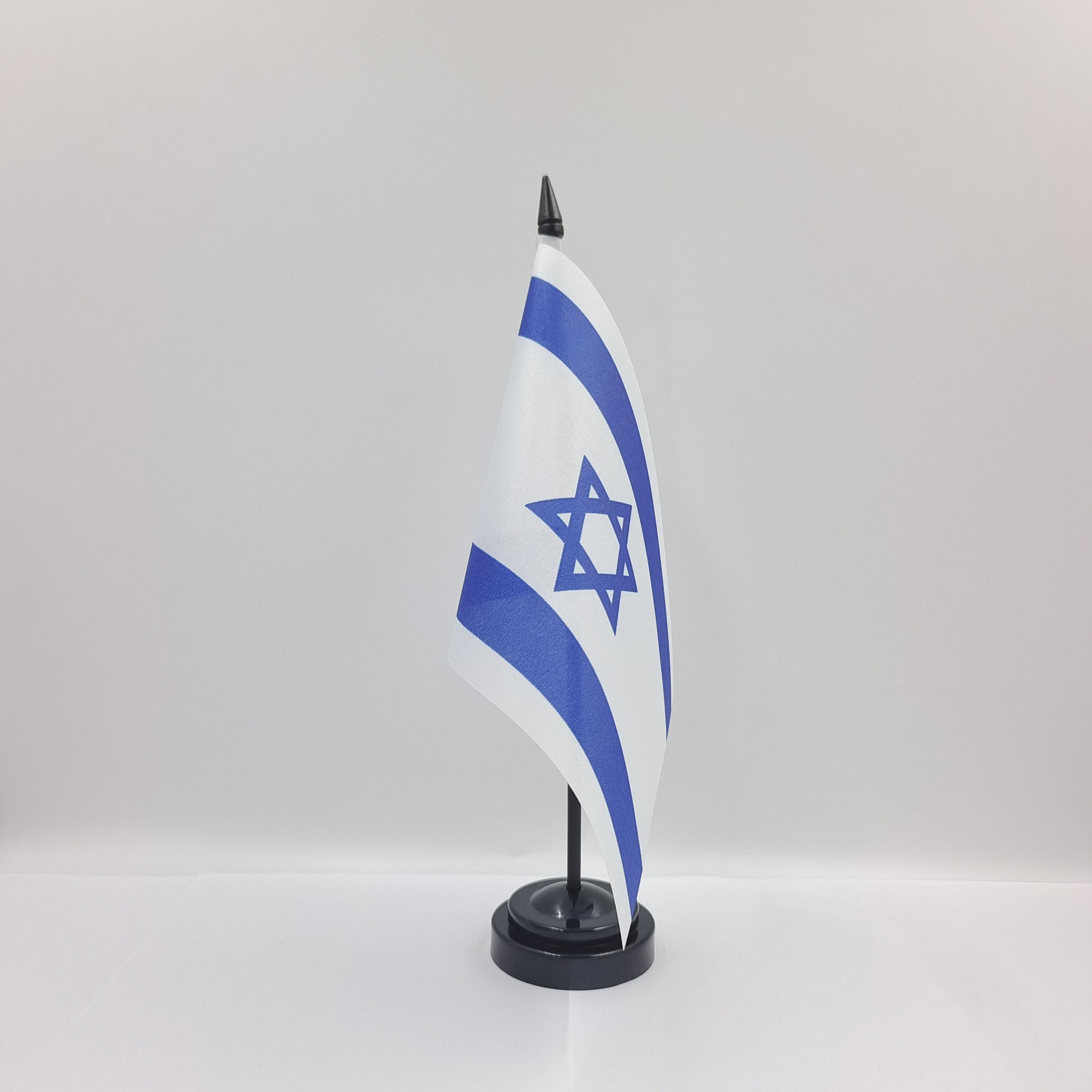 Israël Bureauvlag 14x21cm - Gouden/Zilveren Standaard voor Vergaderingen & Decoratie