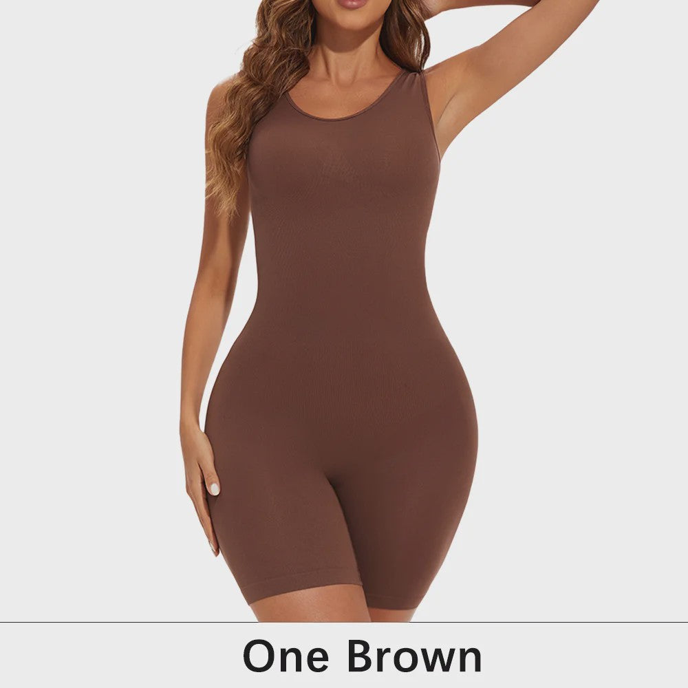 Naadloze Body Shaper Bodysuit met Brede Bandjes - Volledige Compressie & Dij Slimming