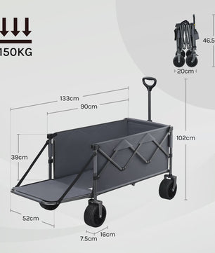 WOLTU Grote Tuinwagen 200L - Opvouwbare Handkar voor Camping, Tuin & Strand