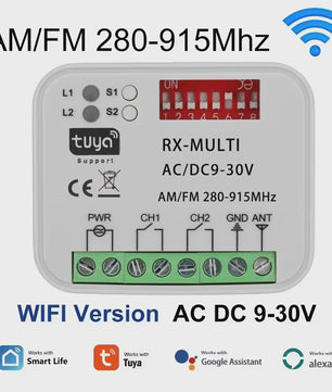 Universele WIFI Ontvanger 280-915MHz voor Garagedeur & Poortmotor - Tuya Compatibel