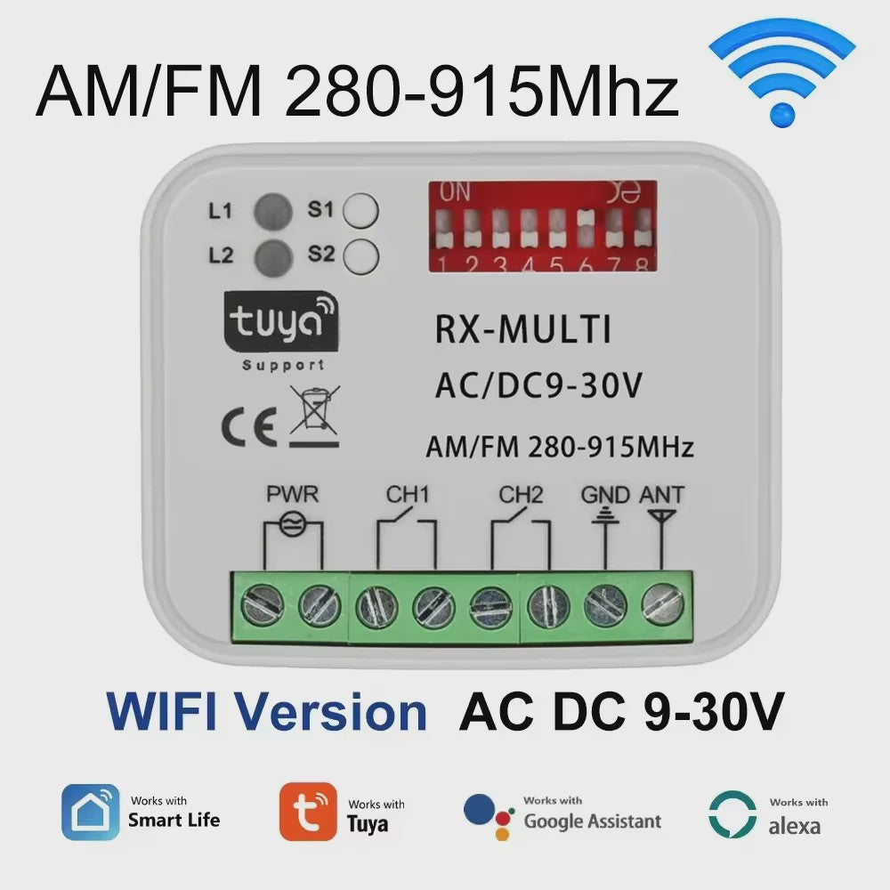 Universele WIFI Ontvanger 280-915MHz voor Garagedeur & Poortmotor - Tuya Compatibel