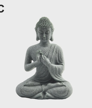 Zittende Buddha Beeldje - Zen Tuindecoratie & Vis Tank Ornament (Resin Steenlook)