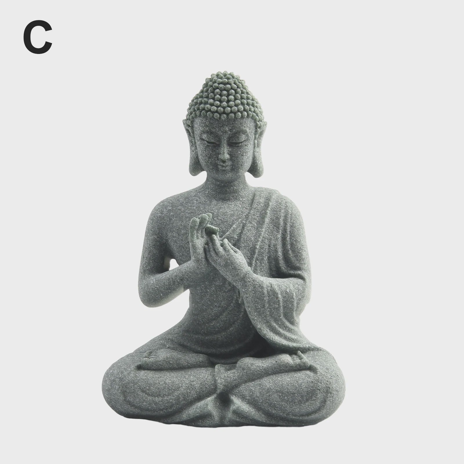 Zittende Buddha Beeldje - Zen Tuindecoratie & Vis Tank Ornament (Resin Steenlook)