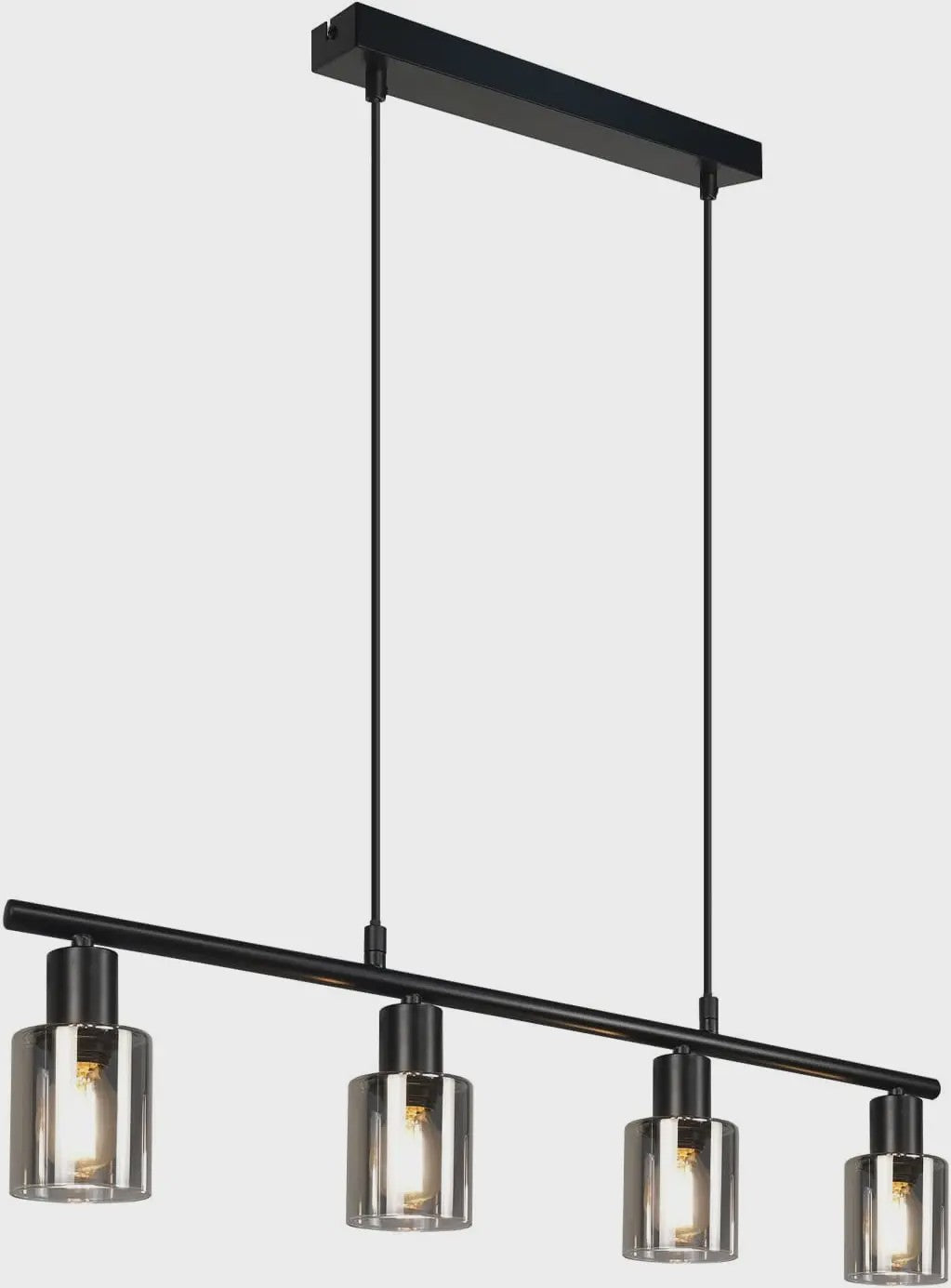 Vintage Zwarte Industriële Hanglamp voor Eettafel - 4-lichts Glas E14 Retro