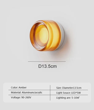 Moderne LED Wandlamp - Sfeervolle Amber & Smokey Grey Glas - Woonkamer, Hal, Studiekamer