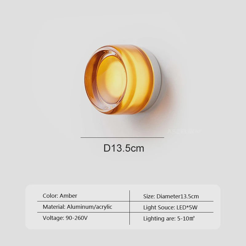 Moderne LED Wandlamp - Sfeervolle Amber & Smokey Grey Glas - Woonkamer, Hal, Studiekamer