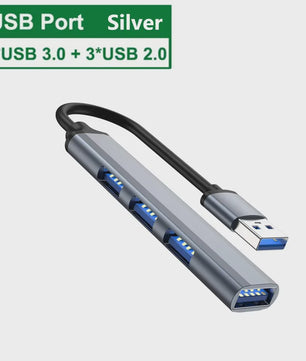 4-in-1 USB 3.0 Hub met 5Gbps Snelheid - Draagbare OTG Adapter