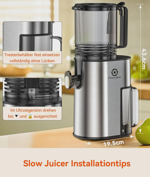 Automatische Slow Juicer Cold Press - 1.8L, 250W, BPA-Vrij, met 130mm invoer voor hele groenten en fruit