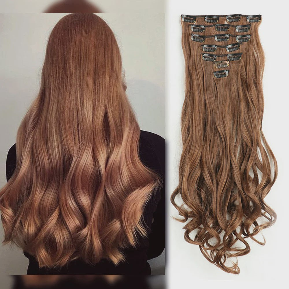 Clip-in Haarverlenging 7 Delig - 55cm Lang Krullend Synthetisch Haar