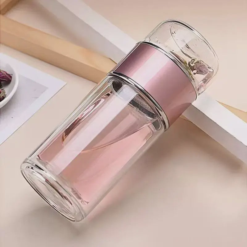Dubbellaagse Glazen Theefles met Infuser - 420ml - Hittebestendig Borosilicaatglas