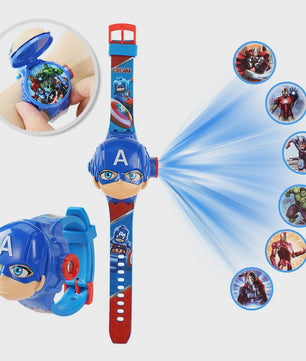 Projectie Kinderhorloge met Superhelden - Spiderman, Iron Man, Captain America & Hulk