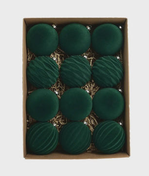 Set van 12 Luxe Fluweel Kerstballen - Fluwelen Kerstboom Decoratie