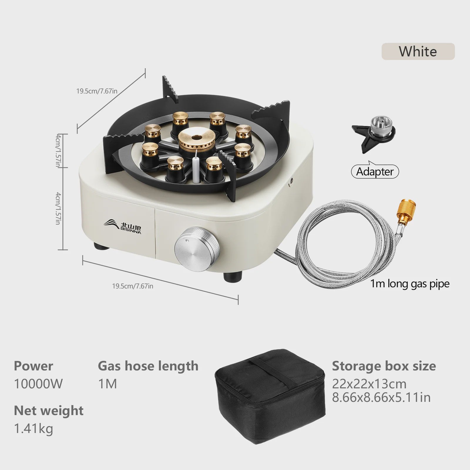 BISINNA Draagbare Camping Gasbrander 10000W - Krachtige Vlam voor Buiten Koken & Barbecue