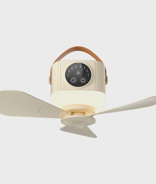 Oplaadbare Hangende Ventilator met 3600mAh Batterij, 4 Snelheden & 3 Lichtstanden - Draagbaar voor Camping & Reizen