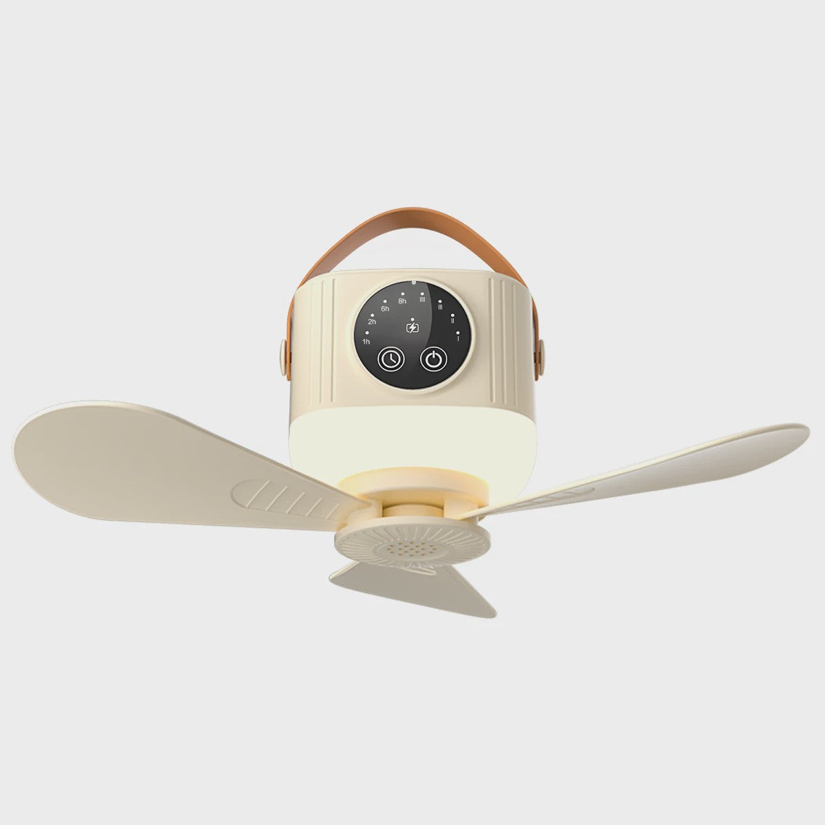 Oplaadbare Hangende Ventilator met 3600mAh Batterij, 4 Snelheden & 3 Lichtstanden - Draagbaar voor Camping & Reizen
