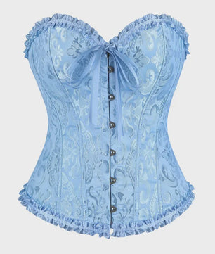 Victoriaans Jacquard Corset Top met Kant en Bloemenprint - Sexy Bustier voor Dames