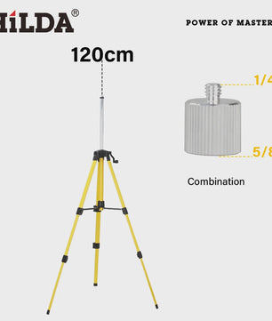 Hilda Laserwaterpas Statief 1.2M - Verstelbaar Hoogte & 5/8" Schroefdraad - Robuust Ferroalloy
