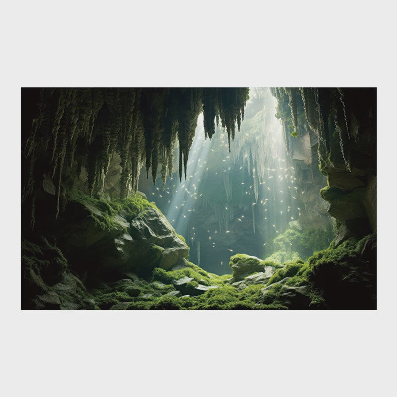 3D Aquarium Achtergrond Poster - Onderwater Grot Landschap Decor
