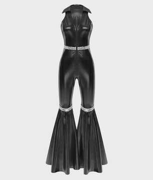 Dames Jumpsuit Jaren '70 Disco Stijl met Pailletten en Flare Pijpen