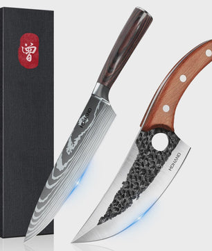Professionele Handgesmede Keukenmes Set - Roestvrij Staal, Scherpe Snede, Ergonomisch Handvat