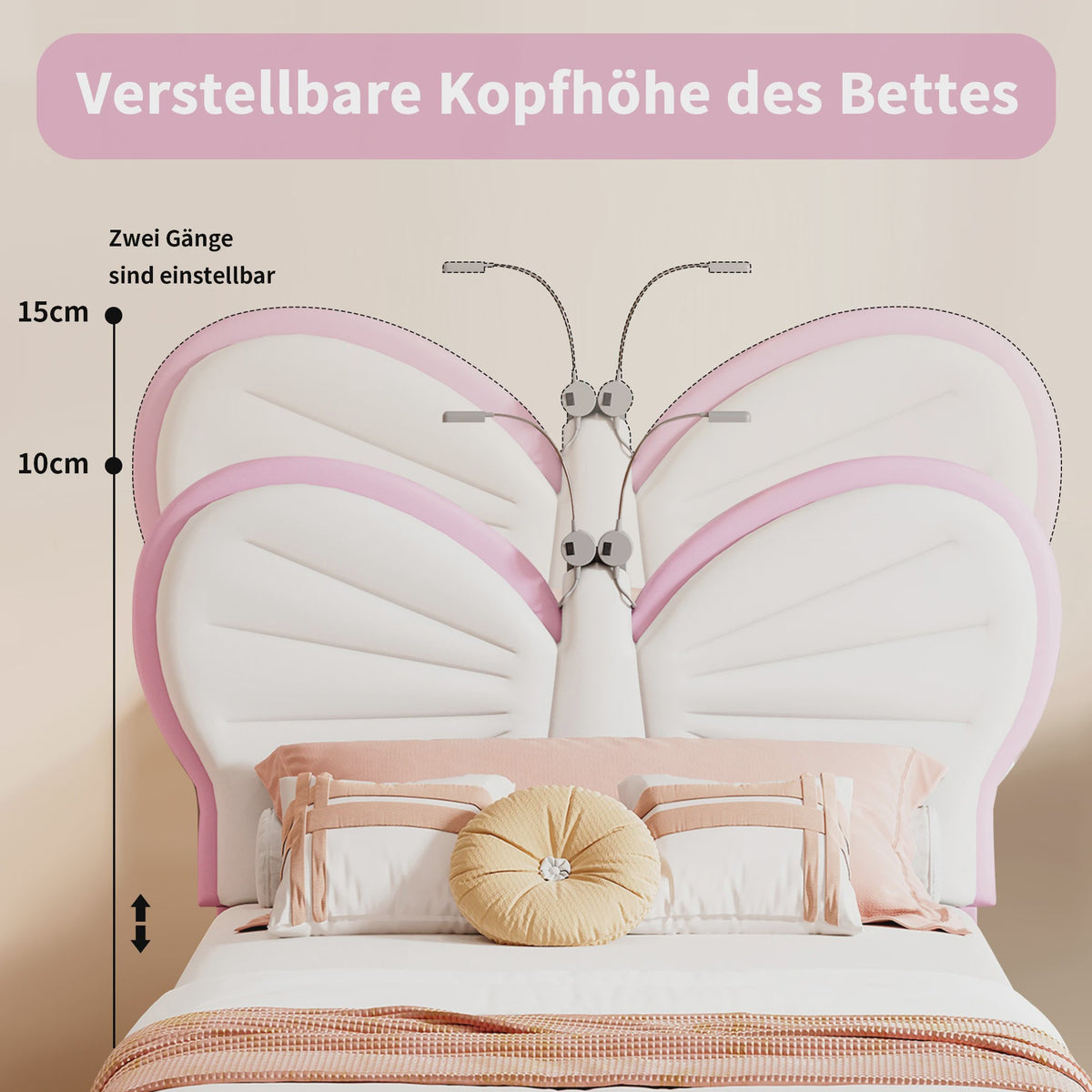 Anajqaqia Kinderbed met Vlinder Design, 90x200cm, Inclusief Nachtlampje