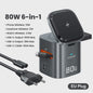 Toocki 80W GaN 6-in-1 Oplaadstation: MagSafe, 65W PD & Intrekbare Kabel