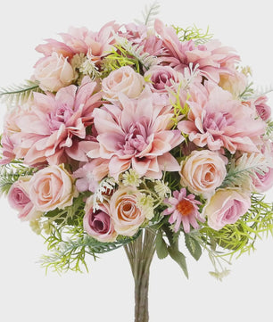 Kunstboeket Rozen, Dahlia's & Hydrangea's - Decoratie voor Huis, Bruiloft & Tuin