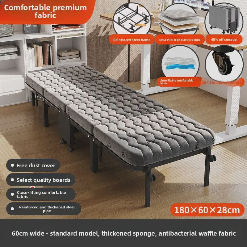 Opvouwbaar Logeerbed met Traagschuim Matras en 360° Wielen - Draagbaar en Comfortabel