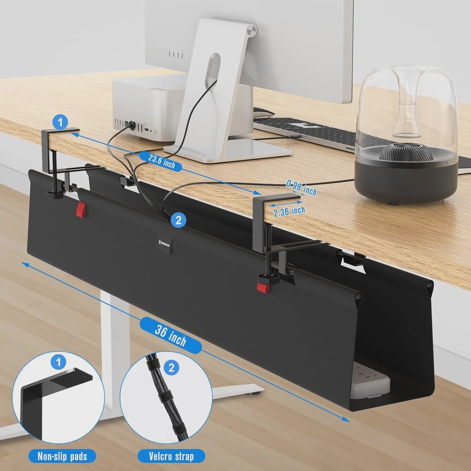 Onderbouw Kabelgoot Bureau 90cm - Opgeruimd Bureau met Kabelmanagement
