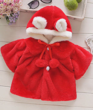 Schattige Baby Meisjes Cape met Konijnenoren - Fleece Jasje voor Herfst/Winter