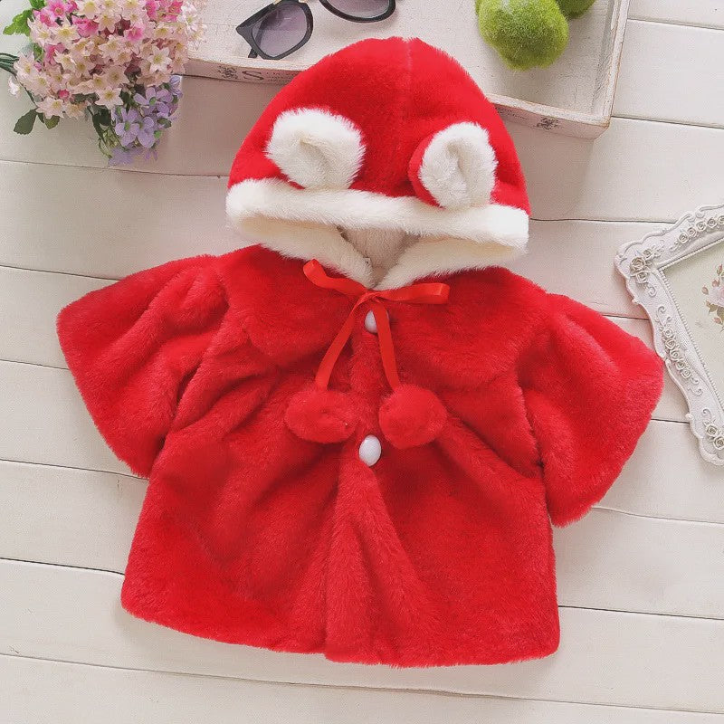 Schattige Baby Meisjes Cape met Konijnenoren - Fleece Jasje voor Herfst/Winter