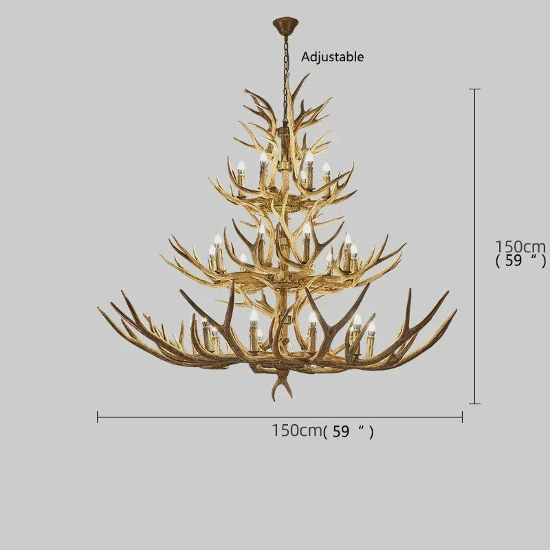 Grote Herten Gewei Kroonluchter - Sfeervolle Hanglamp voor Woonkamer & Loft
