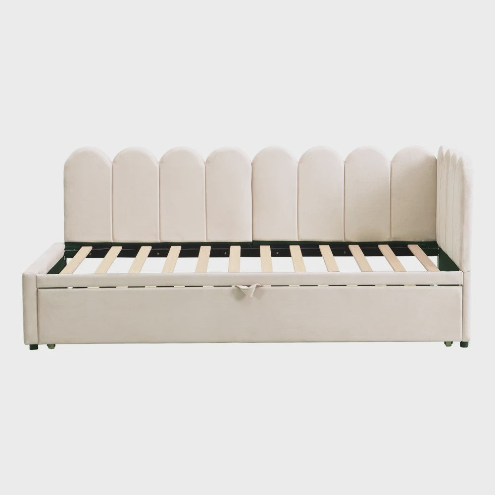 Multifunctionele Velours Sofa Bed met Uitschuifbaar Gastenbed - Ruimtebesparend Design
