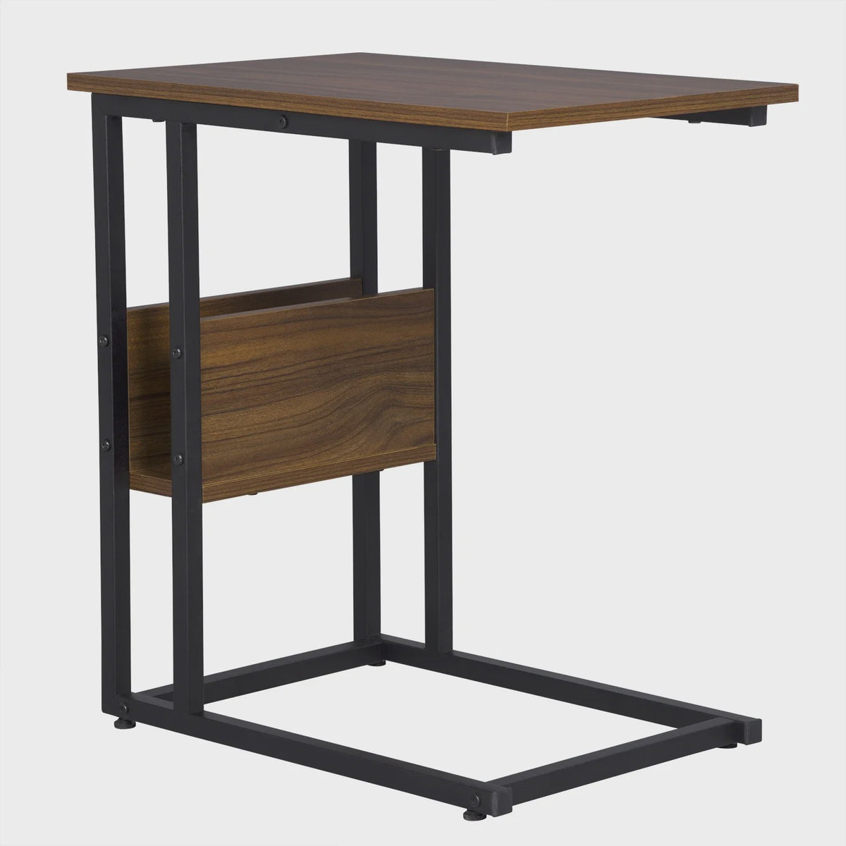 C-vormige bijzettafel met opbergvak - Metaal & MDF