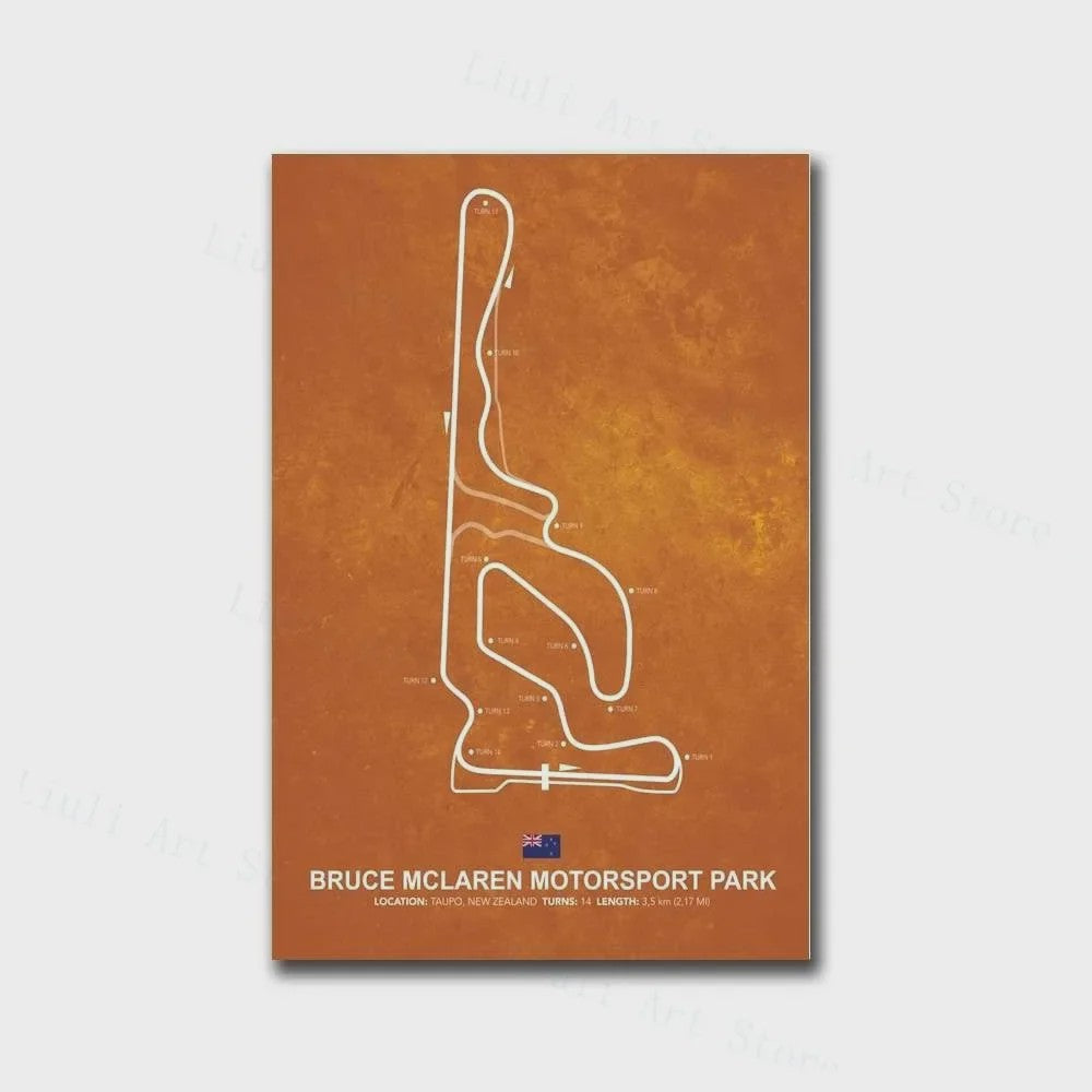 Formule 1 Circuit Poster Canvas - F1 Race Track Kunst Print voor Woonkamer Decoratie