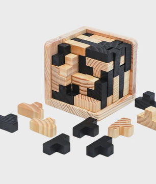 Houten 3D Kubus Puzzel - Educatief Breinbreker Spel voor Kinderen