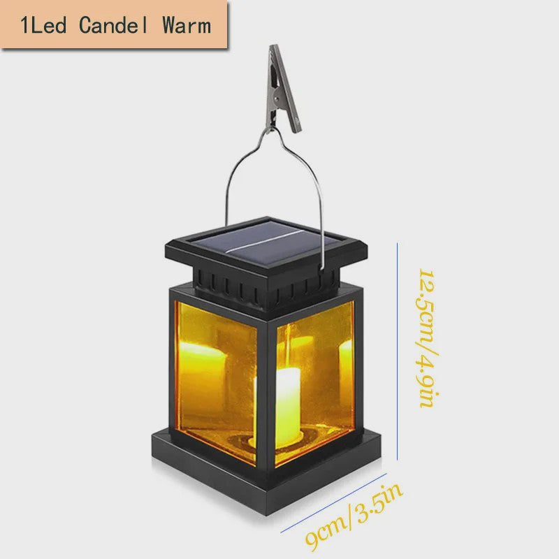 Retro Solar Lantaarn met LED Kaarslicht - Tuinverlichting & Decoratie