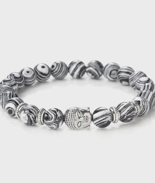Buddha Hoofd Kralen Armbanden - Natuursteen (Tijgeroog, Vulkanisch, Malachiet, Rozenkwarts)