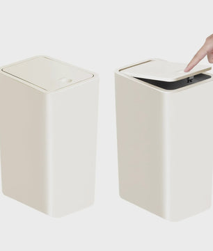 Stijlvolle Prullenbak met Drukdeksel - 10L Kleine Afvalbak voor Badkamer, Slaapkamer, Woonkamer