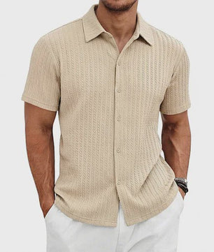 Herenshirt Korte Mouw Jacquard Zomer Casual Ademend - SediaXL