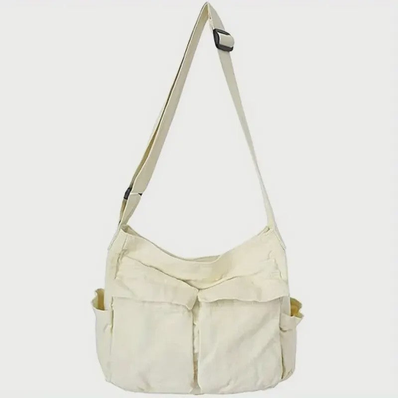 Vintage Canvas Schoudertas Dames - Ruime Crossbody Tas voor Reizen & Mode