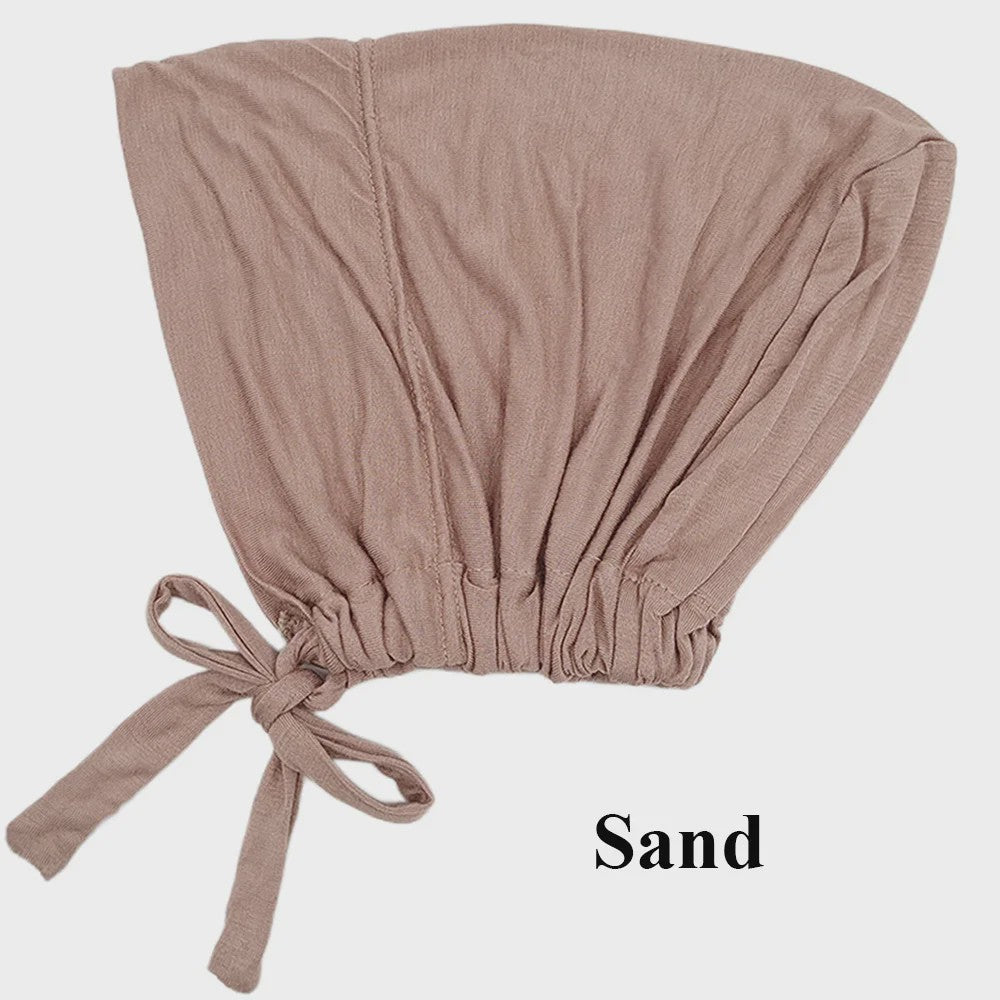 Zachte Modal Binnen Hijab Cap met Strik - Islamitische Turban Hoofddoek