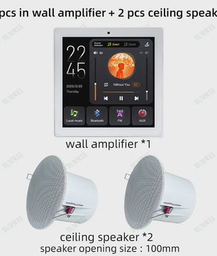 Slimme 2-Zone Wandversterker met Touchscreen: Bluetooth, AUX, TF & FM voor Thuisbioscoop