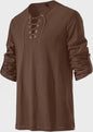 Heren Middeleeuwse Tuniek met Vetersluiting - Renaissance, Viking & Piraat Kostuum Shirt