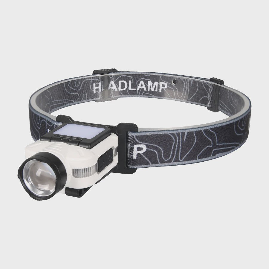 Slimme LED Hoofdlamp met Sensor, Oplaadbaar via USB-C, Power Display & Clip