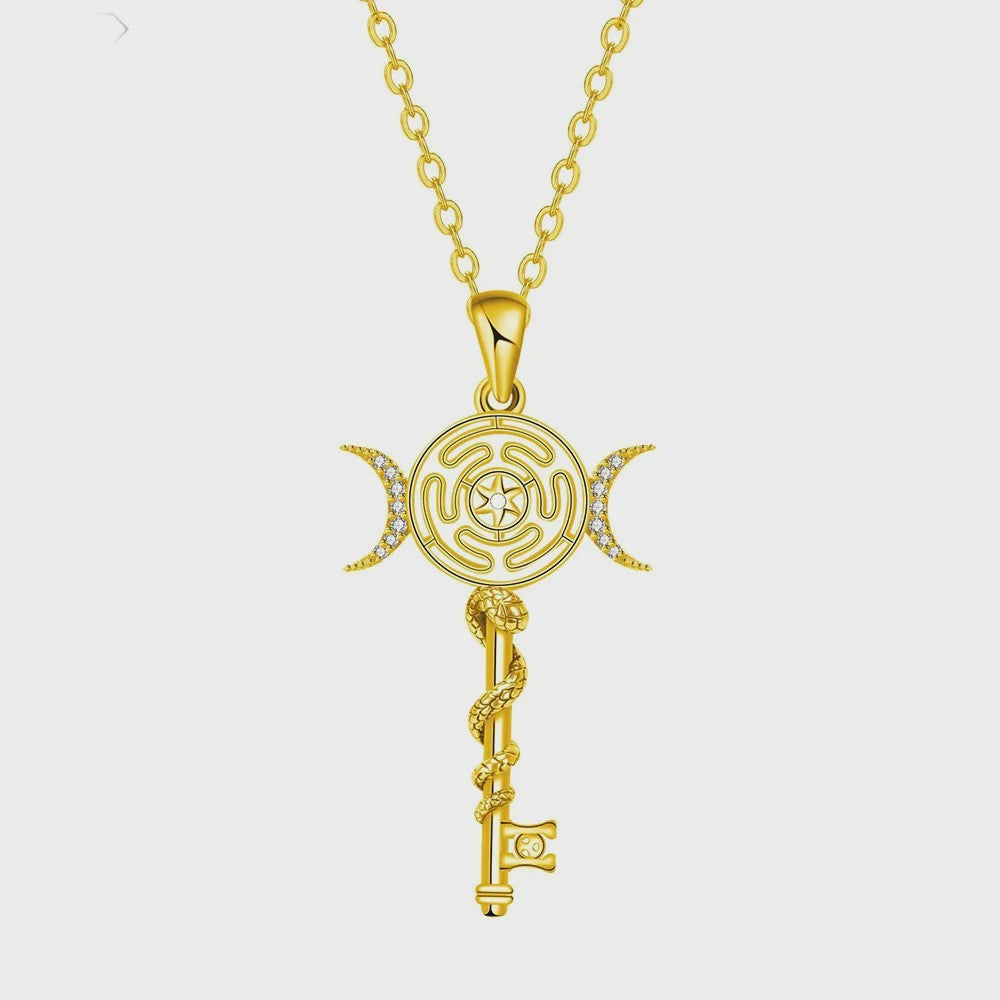 Zilverkleurige Ketting met Zirconia en Keltisch Patroon - Elegant Dames Sieraad