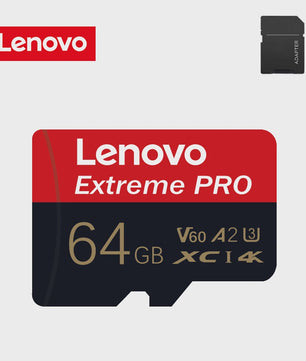 Lenovo Extreme PRO Micro SDXC Kaart 128GB/256GB/512GB U3 V60 A2 - High-Speed TF Flash voor Drone & Action Camera