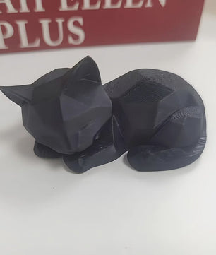Abstract Geometrisch Slapend Kat Ornament - Modern Minimalistisch Plastic Figuur voor Huis & Kantoor