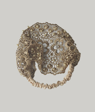 Elegante Bloemen Haarband met Parels en Kant - Stijlvolle Hoofdband voor Dames