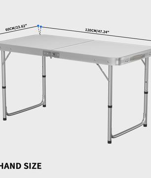 Aluminium Campingtafel 120x60x70cm - Opvouwbaar, Draagbaar & Verstelbaar voor Picknick, Bureau, Diner